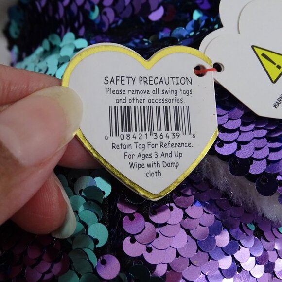 Ty Flippables Moonlight Owl Sequin Purple Green Stuffed Animal Plush Soft Toy 9" - Picture 8 of 16